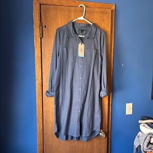 NWT Prana Yarrow XL Shirt Dress Blue button down